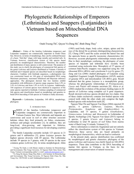(Lethrinidae) and Snappers (Lutjanidae) in Vietnam Based on Mitochondrial DNA Sequences
