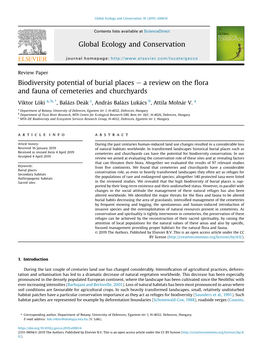 Biodiversity Potential of Burial Places E a Review on the ﬂora and Fauna of Cemeteries and Churchyards