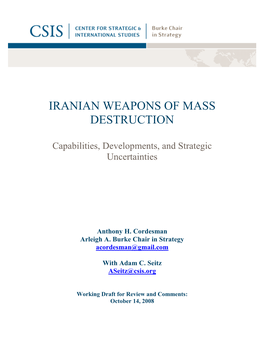 Iranian Weapons of Mass Destruction