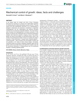 Mechanical Control of Growth: Ideas, Facts and Challenges Kenneth D