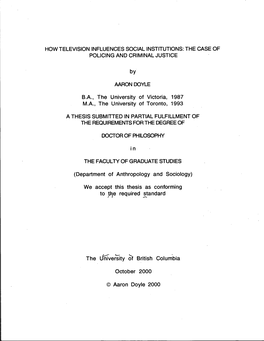 How Television Influences Social Institutions: the Case of Policing and Criminal Justice