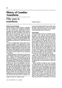 Fifty Years in Anaesthesia Nicholas P