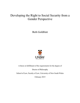 Developing the Right to Social Security from a Gender Perspective