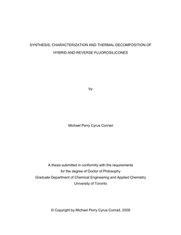 Synthesis, Characterization and Thermal Decomposition Of