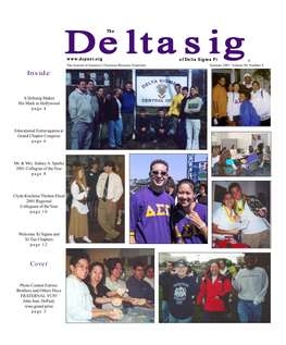 Deltasigdeltasigdeltasigthe of Delta Sigma Pi ® the Journal of America’S Foremost Business Fraternity Summer 2001- Volume 90, Number 4 Inside