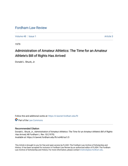 Administration of Amateur Athletics: the Time for an Amateur Athlete's Bill of Rights Has Arrived