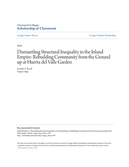 Dismantling Structural Inequality in the Inland Empire: Rebuilding Community from the Ground up at Huerta Del Valle Garden Jennifer E