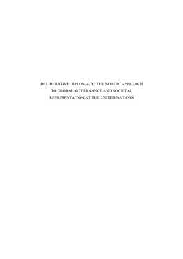 Deliberative Diplomacy: the Nordic Approach to Global Governance and Societal Representation at the United Nations International Relations Studies Series
