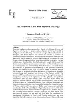 The Invention of the Post-Western Sociology