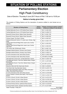 Situation of Polling Station Notice in High Peak