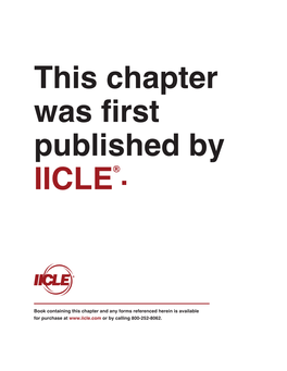 This Chapter Was First Published by IICLE®