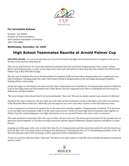 High School Teammates Reunite at Arnold Palmer Cup