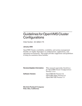 Guidelines for Openvms Cluster Configurations