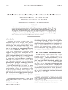 Atlantic Hurricane Database Uncertainty and Presentation of a New Database Format