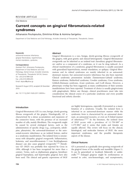 Current Concepts on Gingival Fibromatosisrelated Syndromes