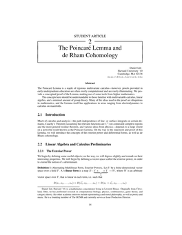 2 the Poincaré Lemma and De Rham Cohomology