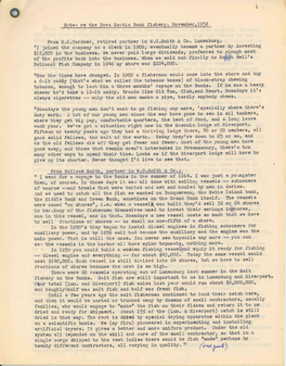 O Notes Re the Nova Scotia Bank Fishery« November, 1952