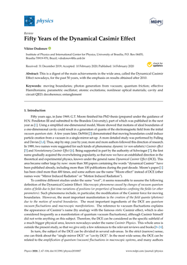 Fifty Years of the Dynamical Casimir Effect