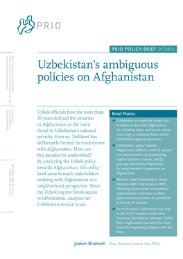 Uzbekistan's Ambiguous Policies in Afghanistan