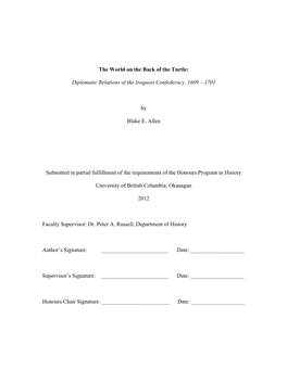 Diplomatic Relations of the Iroquois Confederacy, 1609 – 1701