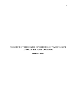 Assessment of Needs for the Consolidation of Peace in Logone and Chari (Far North Cameroon)