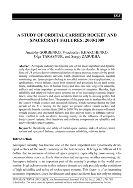 A Study of Orbital Carrier Rocket and Spacecraft Failures: 2000-2009