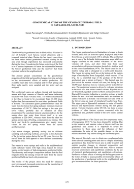 Geochemical Study of the Geysir Geothermal Field in Haukadalur, S-Iceland