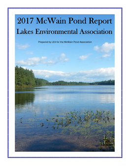 2017 Mcwain Pond Report Lakes Environmental Association