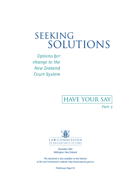NZLC PP52 : Seeking Solutions : Options for Change to the New Zealand Court System