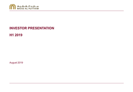 Investor Presentation H1 2019