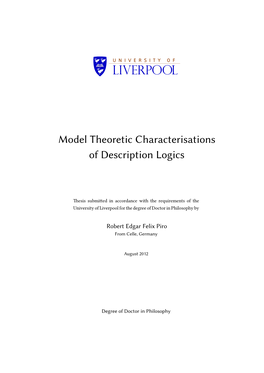 Model Theoretic Characterisations of Description Logics