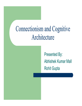 Connectionism and Cognitive Architecture
