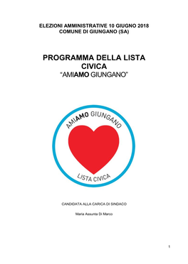 Programma Della Lista Civica “Amiamo Giungano”