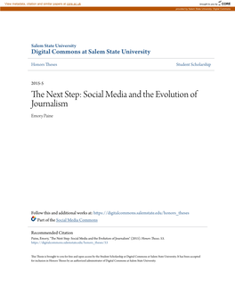 Social Media and the Evolution of Journalism Emory Paine