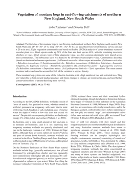 Vegetation of Montane Bogs in East-Flowing Catchments of Northern New England, New South Wales