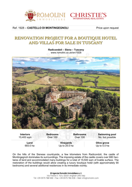 Ref. 1928 – CASTELLO DI MONTINGEGNOLI Price Upon Request