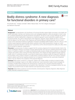 Bodily Distress Syndrome