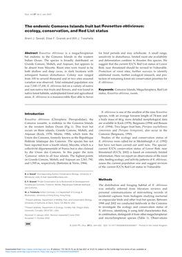 The Endemic Comoros Islands Fruit Bat Rousettus Obliviosus: Ecology, Conservation, and Red List Status