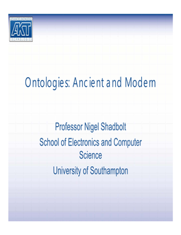 Ontologies: Ancient and Modern