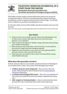 Ureteric Stent Insertion.Pdf