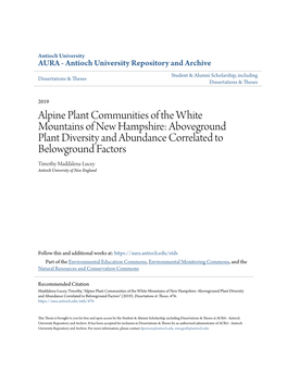 Alpine Plant Communities of the White Mountains of New Hampshire