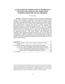 Allocation of International Petroleum Licenses to National Oil Companies: Insights from the Coase Theorem