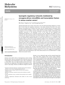 Synergetic Regulatory Networks Mediated by Oncogene-Driven