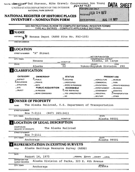 National Register of Historic Places Inventory -- Nomination Form