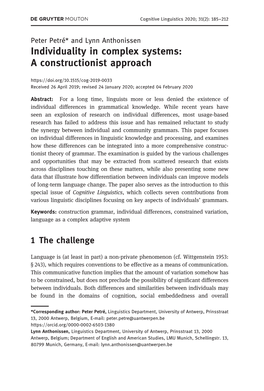 Individuality in Complex Systems: a Constructionist Approach