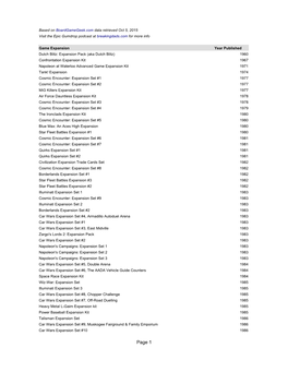 Expansion Years Spreadsheet