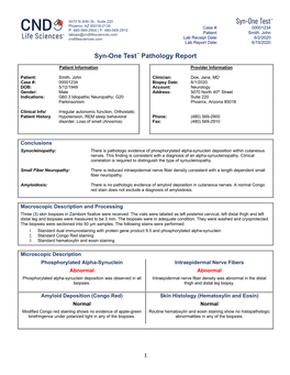 Syn-One Test™ Pathology Report