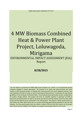 4 MW Biomass Combined Heat & Power Plant Project, Loluwagoda