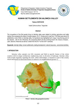 Human Settlements on Ialomiţa Valley