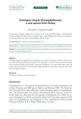 ﻿Eremogone Ali-Gulii (Caryophyllaceae), a New